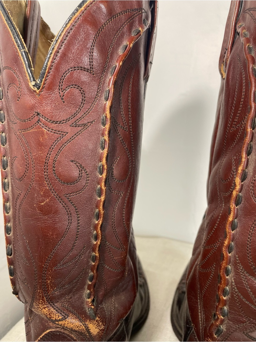 Vintage Acme 1970s-80s Burgundy/Oxblood Acme Bucklace Western Cowboy Boots - Picture 5 of 14